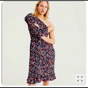 Only worn once! Gorgeous one shoulder JCrew kaleidoscope star print navy dress!